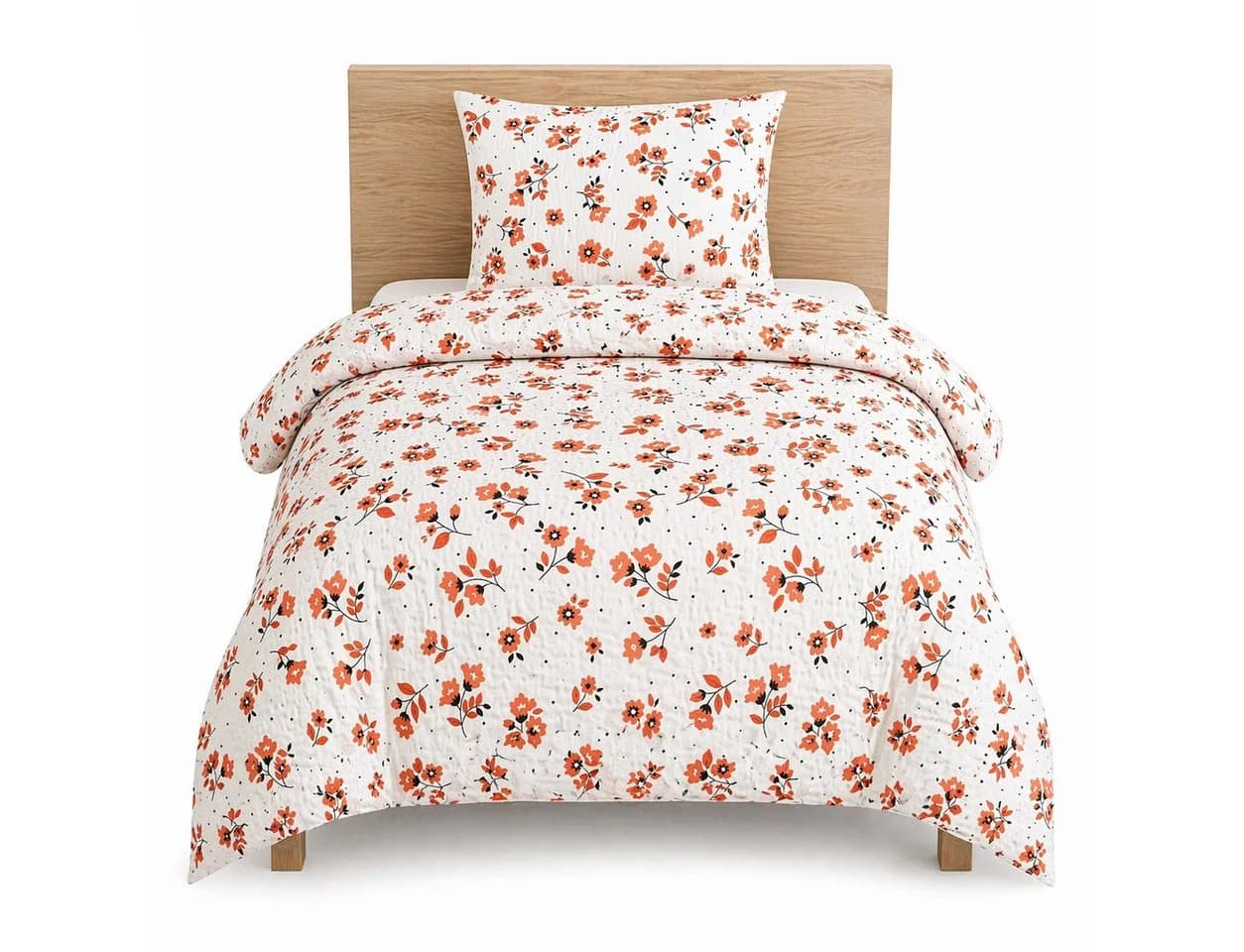 KH-Haushaltshandel Seersucker Bettwäsche 2-tlg. Baumwolle Weiß/Orange Schwarz