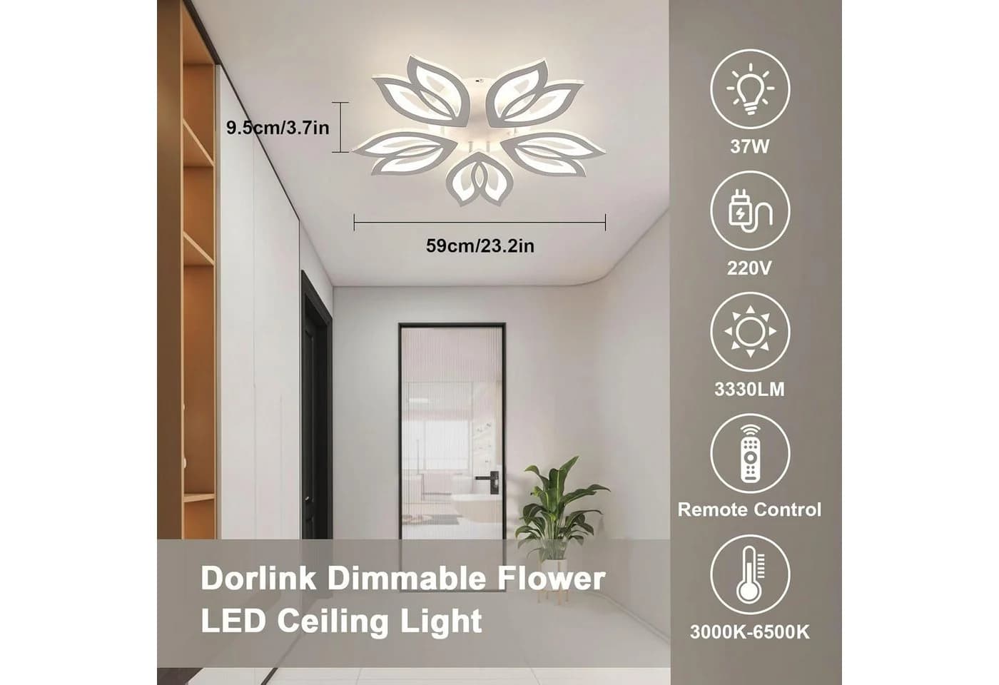 Riserva LED Deckenleuchte Magnolie Design Dimmbar mit Fernbedienung Weiß