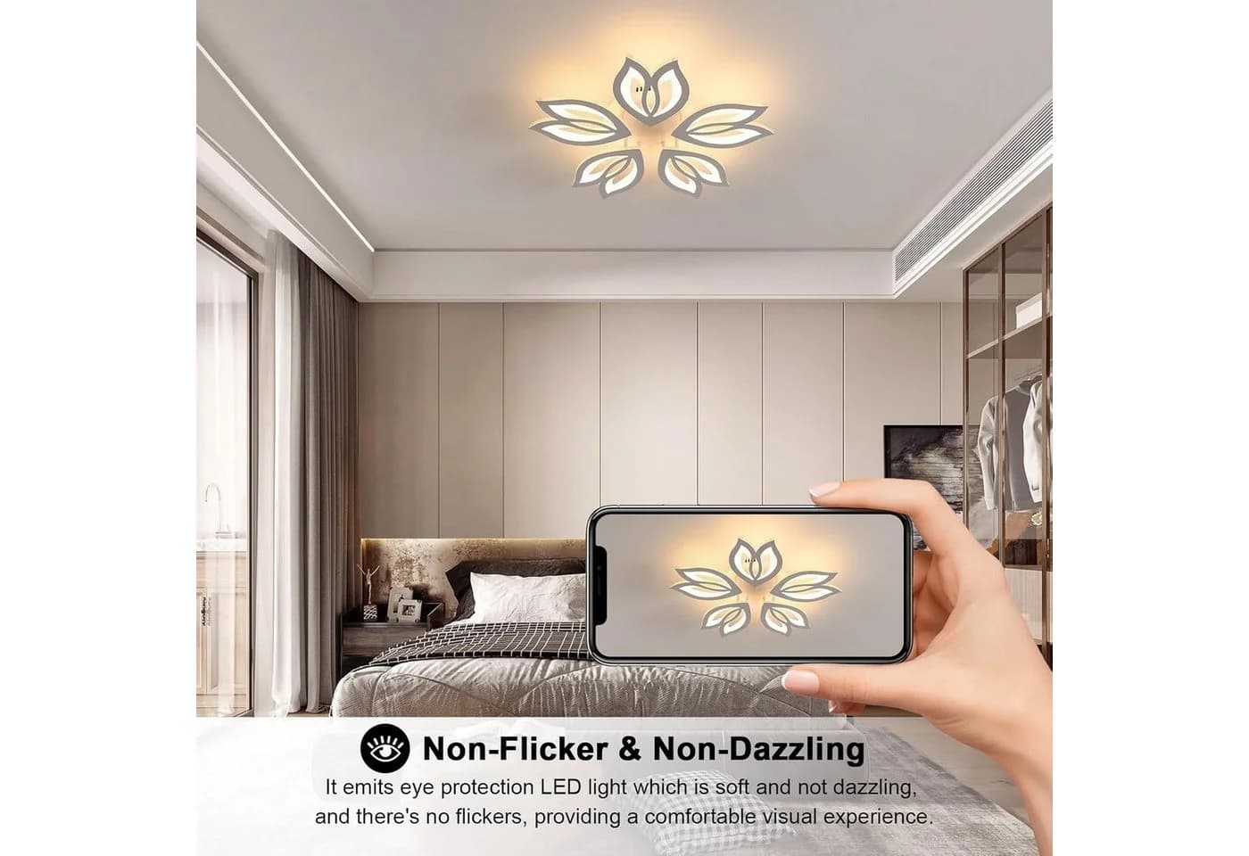 Riserva LED Deckenleuchte Magnolie Design Dimmbar mit Fernbedienung Weiß - Bild 5