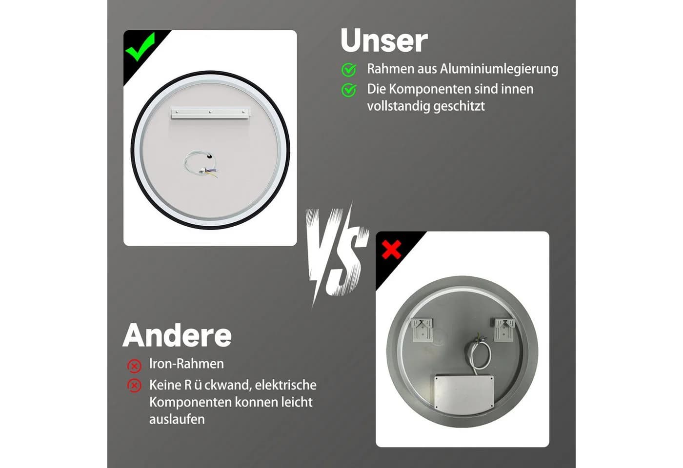 GIMBELEN LED-Badezimmer-Spiegel 50 cm Rund Silber - Bild 5
