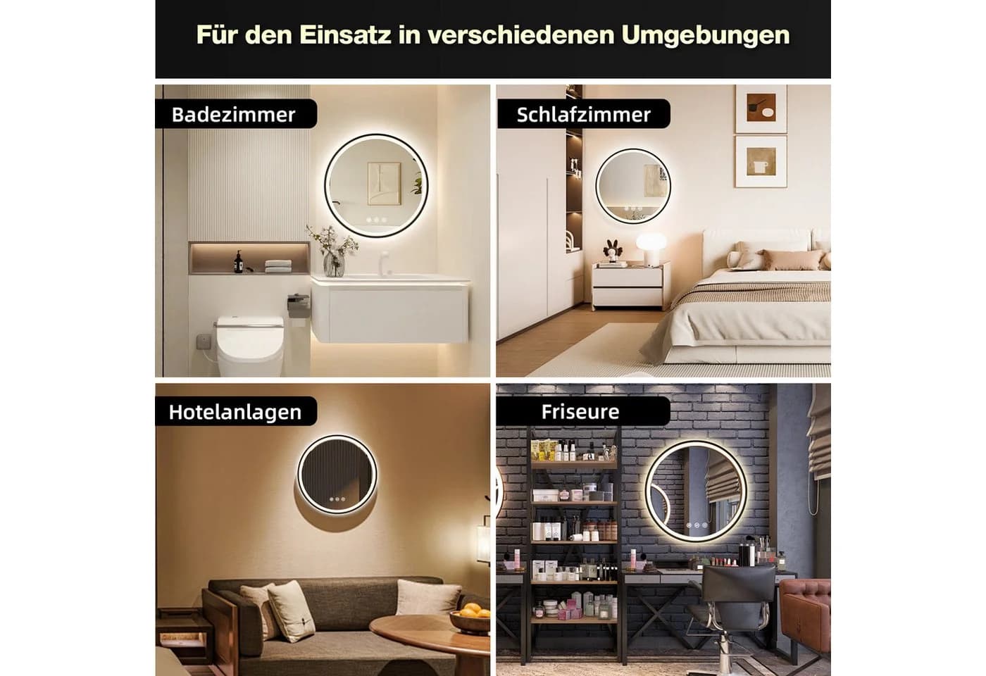 GIMBELEN Badspiegel LED-Badezimmer-Spiegel 60cm Touch 3 Lichtfarben - Bild 3