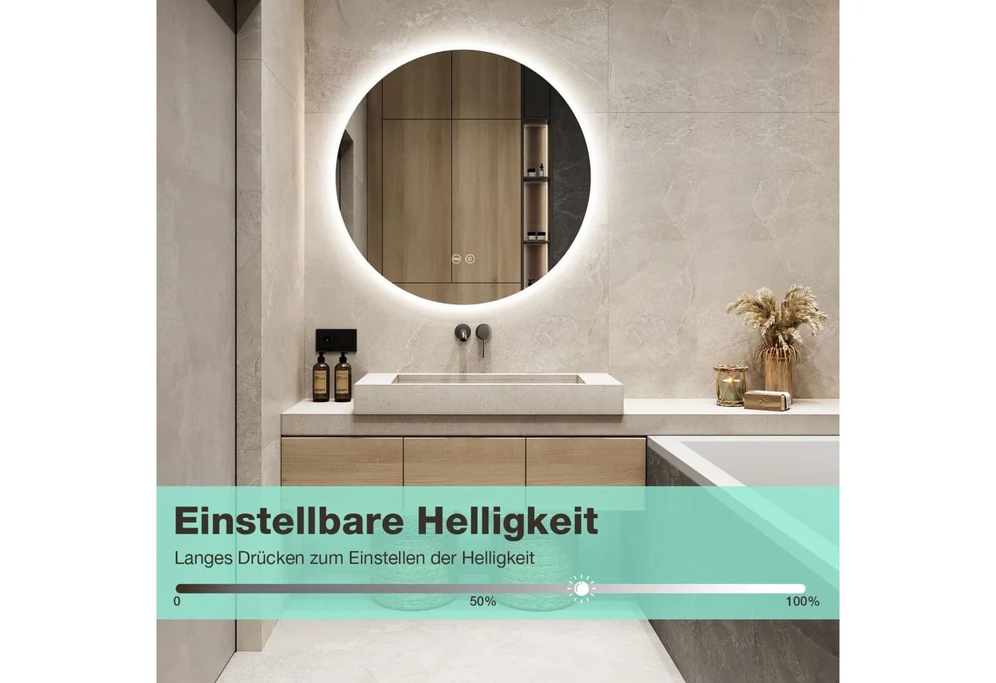 GIMBELEN Badspiegel Dimmbar Kaltweiß Beleuchtung Touch-Schalter - Bild 4