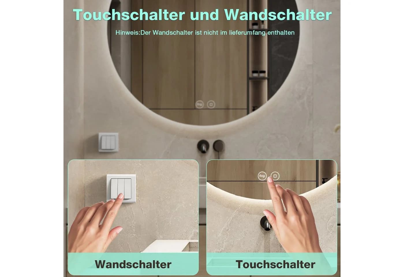 GIMBELEN Badspiegel Dimmbar Kaltweiß Beleuchtung Touch-Schalter - Bild 5