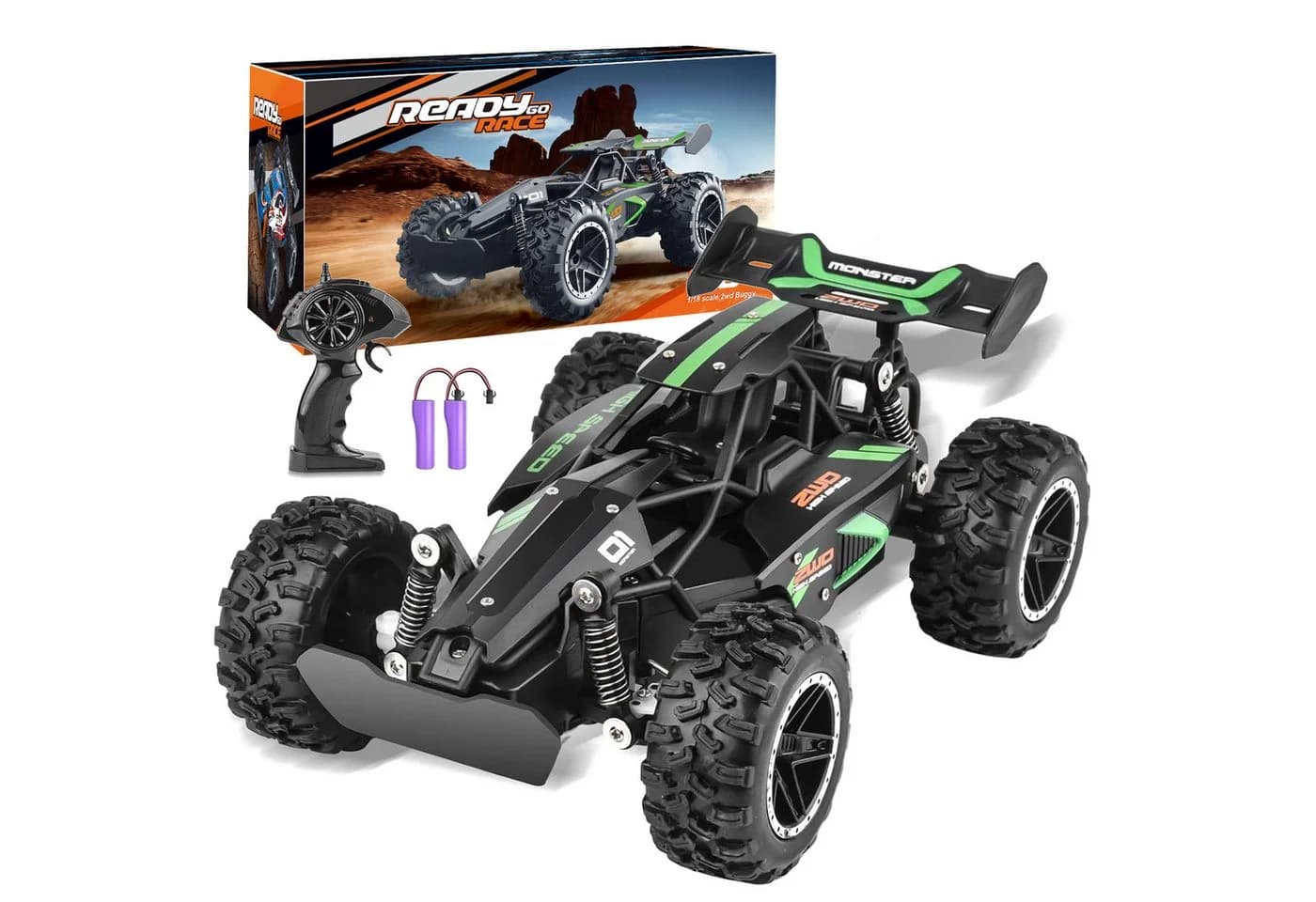 Rolipo RC-Auto Ferngesteuert Grün/Schwarz 1:18 über 20 km/h - Bild 2