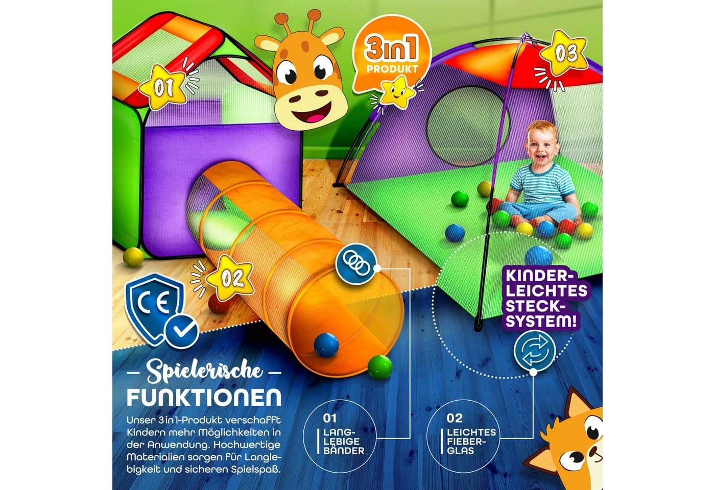 KIDUKU Spielzelt 3-teilig Bunt - Bild 3
