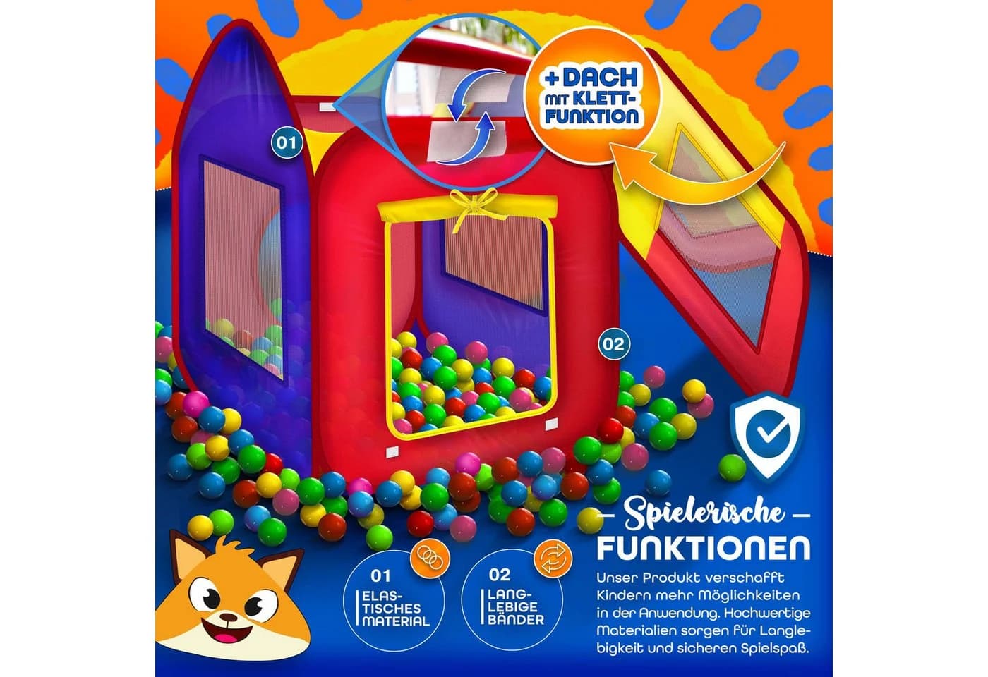 KIDUKU Bällebad Spielzelt 200 Bälle Bunt