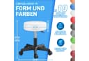 TRESKO Drehhocker Rollhocker höhenverstellbar 10 cm Polsterung Kunstleder Weiß Bild 5