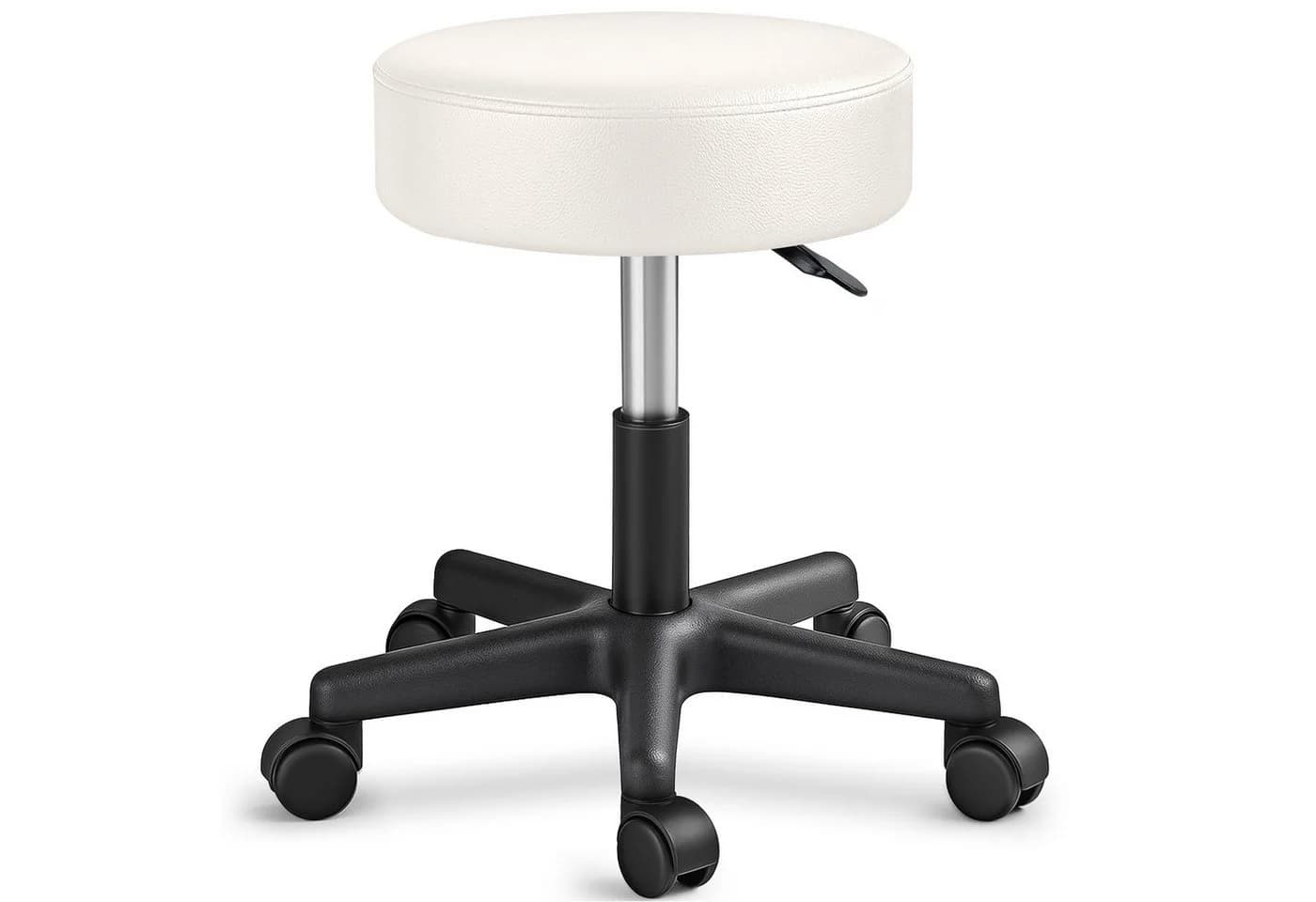 TRESKO Drehhocker Rollhocker höhenverstellbar 10 cm Dicke Polsterung Beige - Bild 2