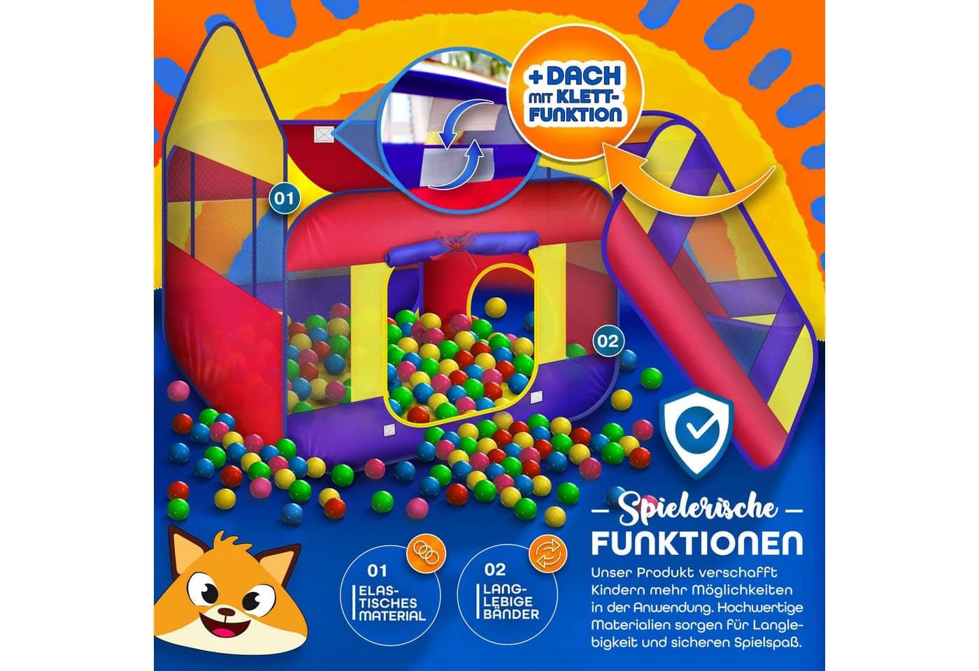 KIDUKU Bällebad Spielzelt mit 300 Bällen + Tasche für drinnen und draußen