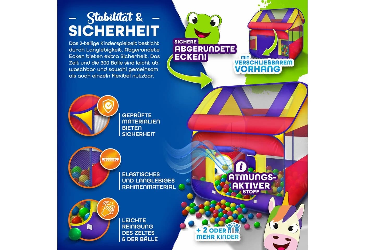 KIDUKU Bällebad Spielzelt mit 300 Bällen + Tasche für drinnen und draußen - Bild 4
