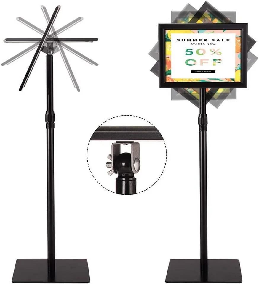 COSTWAY A4 Infoständer Schwarz mit 360° Rotation & Verstellbarer Höhe - Bild 5