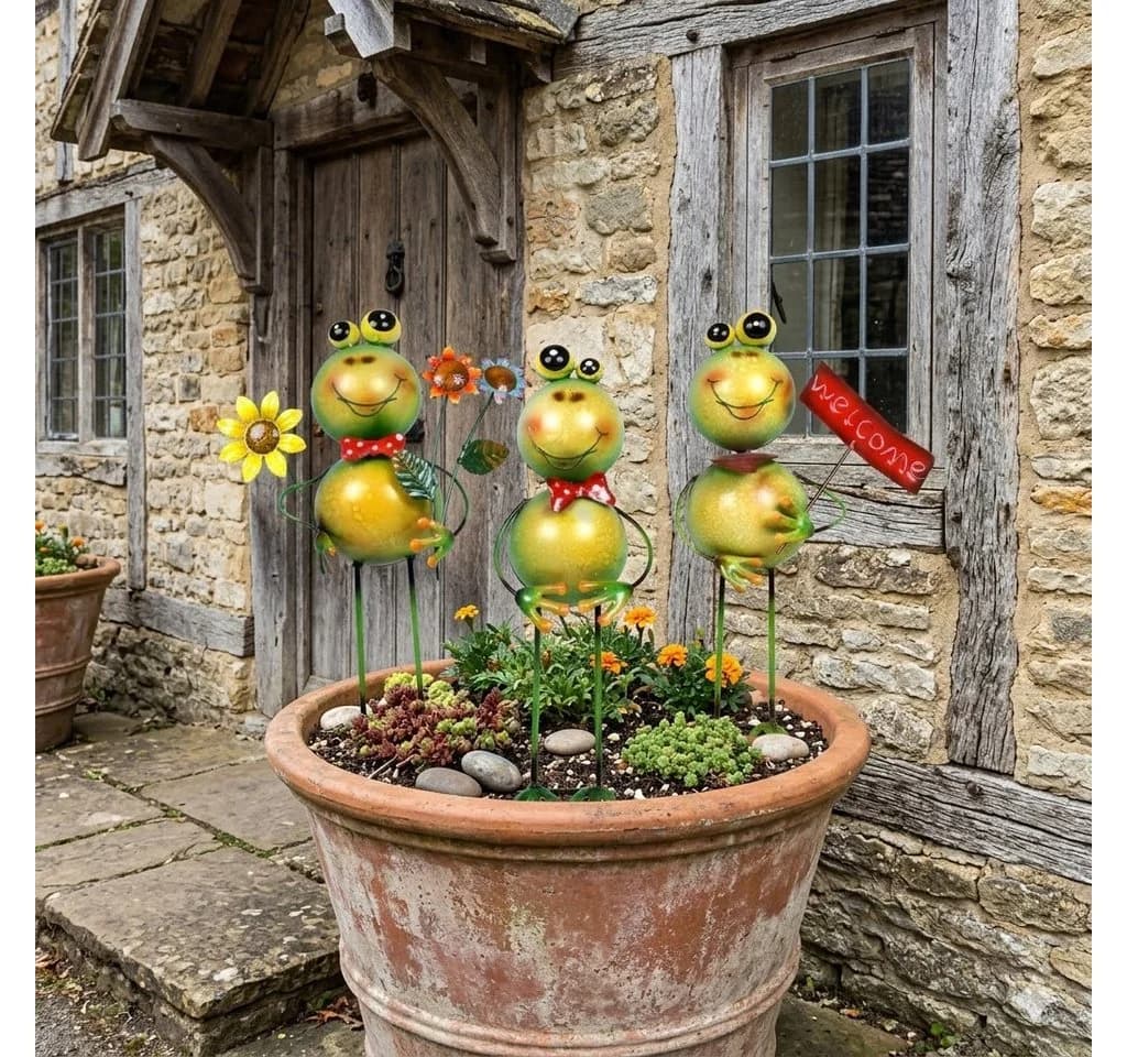 Denk Gartenstecker Frosch Franz Grün Bunt