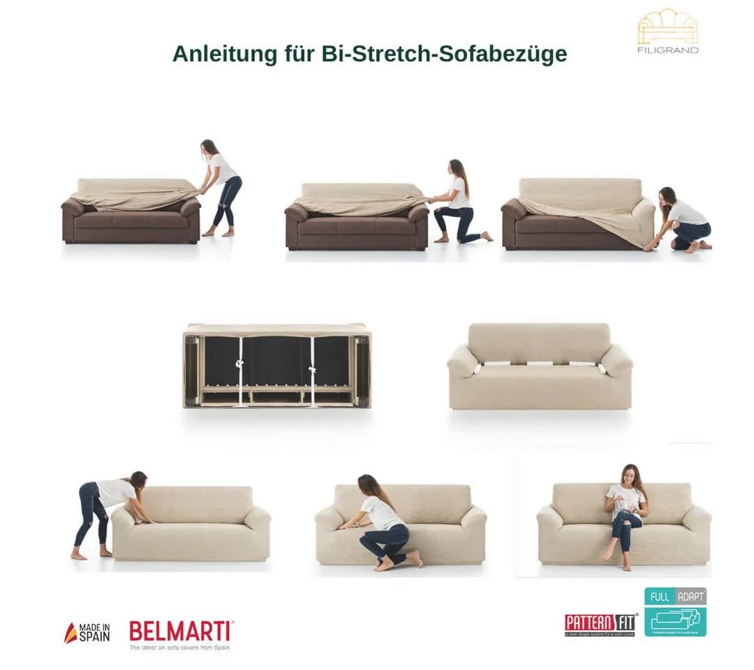 Belmarti Sofahusse Chenille Beige Luxus Sofabezug - Bild 5