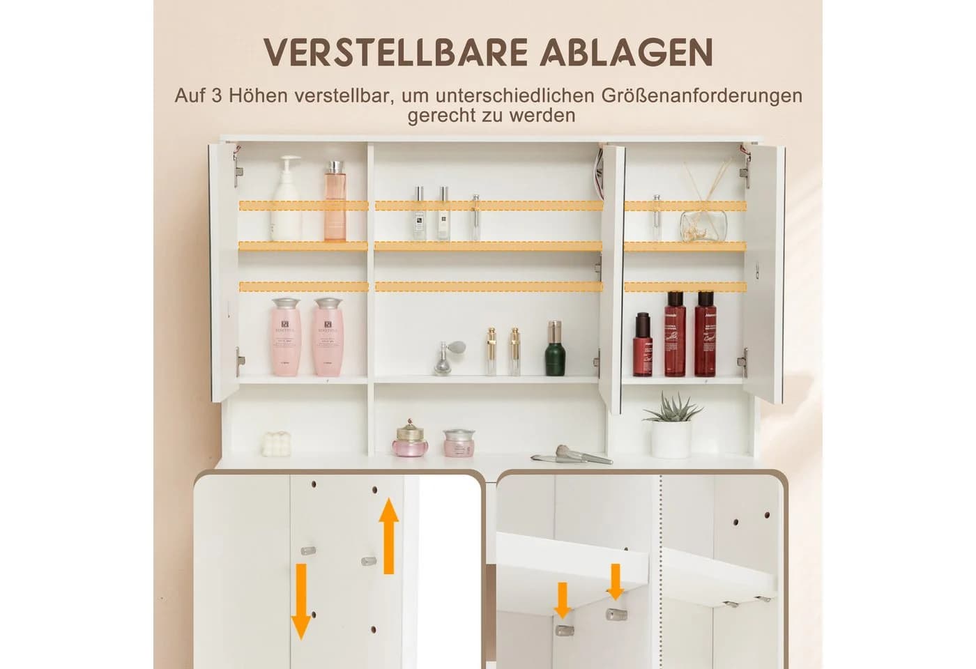 Thanaddo Schminktisch mit LED-Beleuchtung, 105 cm - Bild 5