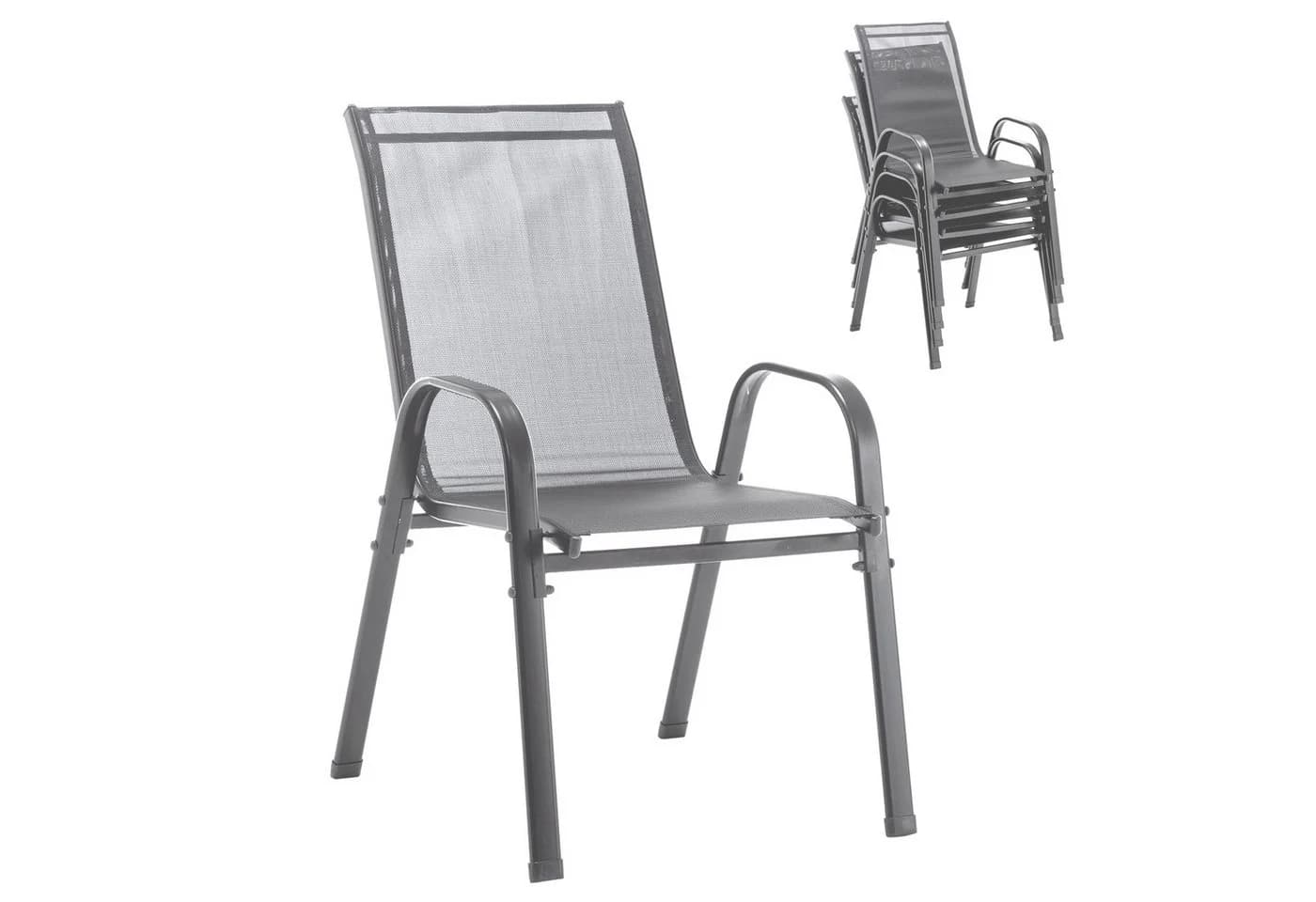GIHAUVIA Gartenstuhl 4er-Set Grau Metall Stapelbar - Bild 2