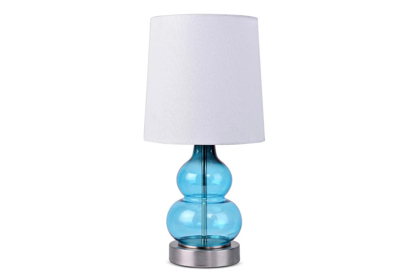 STANBOW Tischleuchte mit Glasfuß & Leinen-Schirm Hellblau/Weiß - Bild 2
