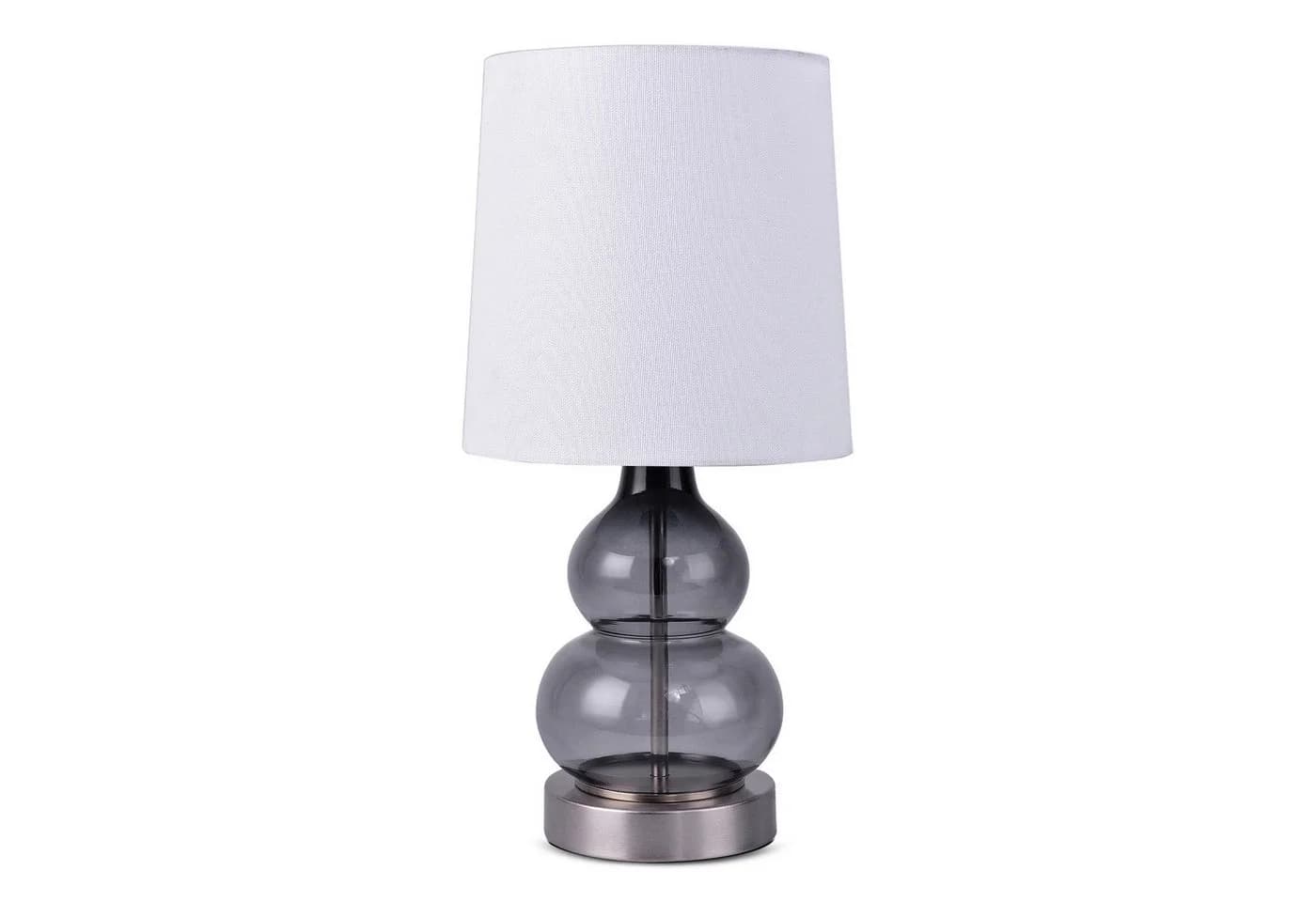 STANBOW Tischleuchte Grau Glasfuß Leinenschirm E14 Modern - Bild 2