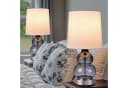 STANBOW Tischleuchte Grau Glasfuß Leinenschirm E14 Modern Bild 5