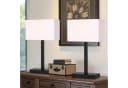 STANBOW Tischleuchte Tischlampe mit Leinenschirm & Metallsockel im Modern-Stil, Schwarz, E27 Bild 3