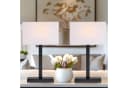 STANBOW Tischleuchte Tischlampe mit Leinenschirm & Metallsockel im Modern-Stil, Schwarz, E27 Bild 4