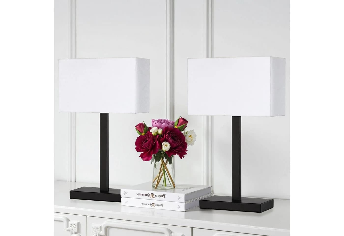 STANBOW Tischleuchte Tischlampe mit Leinenschirm & Metallsockel im Modern-Stil, Schwarz, E27 - Bild 5