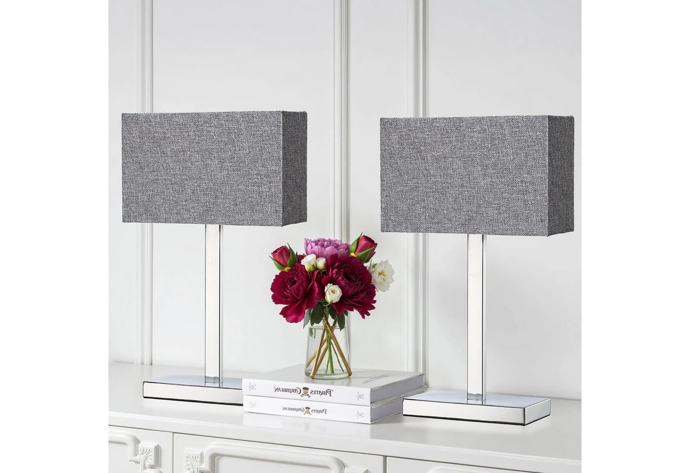 STANBOW Tischleuchte Tischlampe aus Metall mit Leinenschirm im Modern-Stil, ohne Leuchtmittel, E27