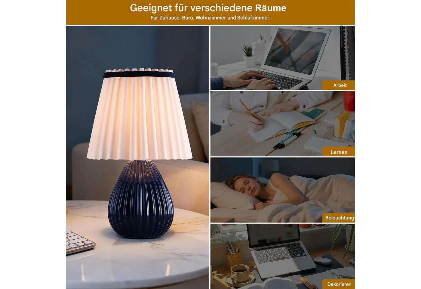 Moderne Landhaus-Tischleuchte in Blau - Bild 4