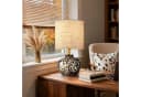 STANBOW Tischleuchte mit Leopardenmuster-Glassockel & Jute-Schirm E27 Bild 1