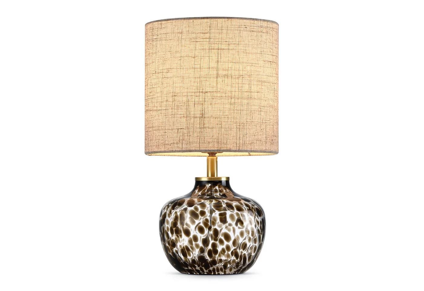 STANBOW Tischleuchte mit Leopardenmuster-Glassockel & Jute-Schirm E27 - Bild 2
