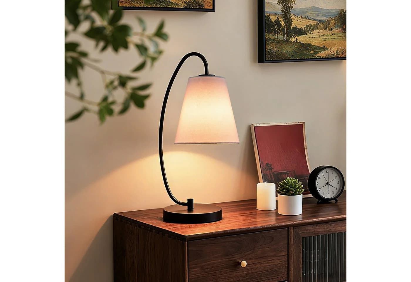 STANBOW Tischleuchte Tischlampe, Skandinavisch-Minimalistisch, Schwarz/Weiß, 53 cm