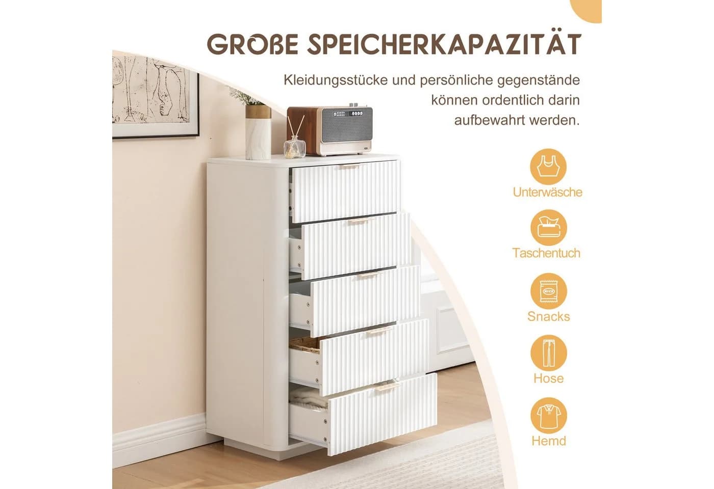 Thanaddo Sideboard Weiß Modern mit Metallgriffen & Sanftlauf - Bild 4