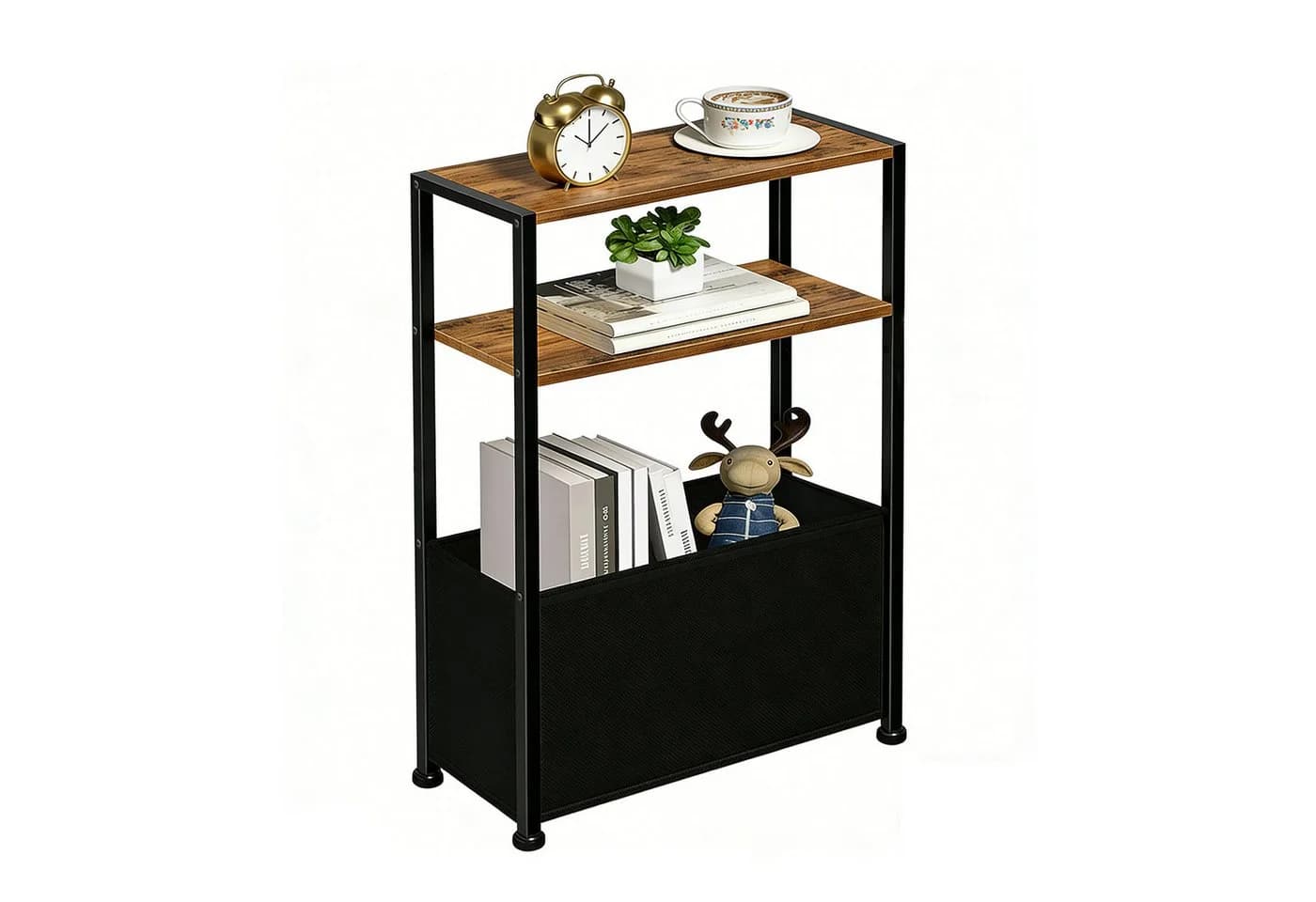 HEYHIPPO Ablageregal Schmaler Tisch mit Stoffkorb 65x40cm - Bild 2