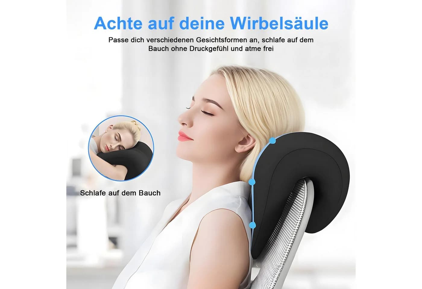 HEYHIPPO Nackenkissen Memory Foam Schwarz Ergonomisch - Bild 5
