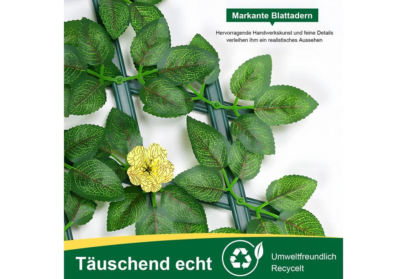 HEYHIPPO Kunsthecken-Sichtschutz Erweiterbar mit Kunstrosen Gelb - Bild 5