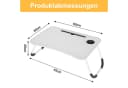 HEYHIPPO Klappbarer Laptoptisch 60x40 cm Weiß mit Getränkehalter Bild 1