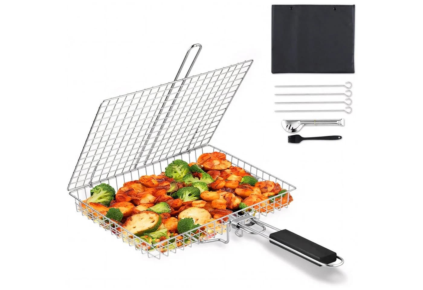 HEYHIPPO Grillkorb Edelstahl Set mit Zubehör & Tasche - Bild 3