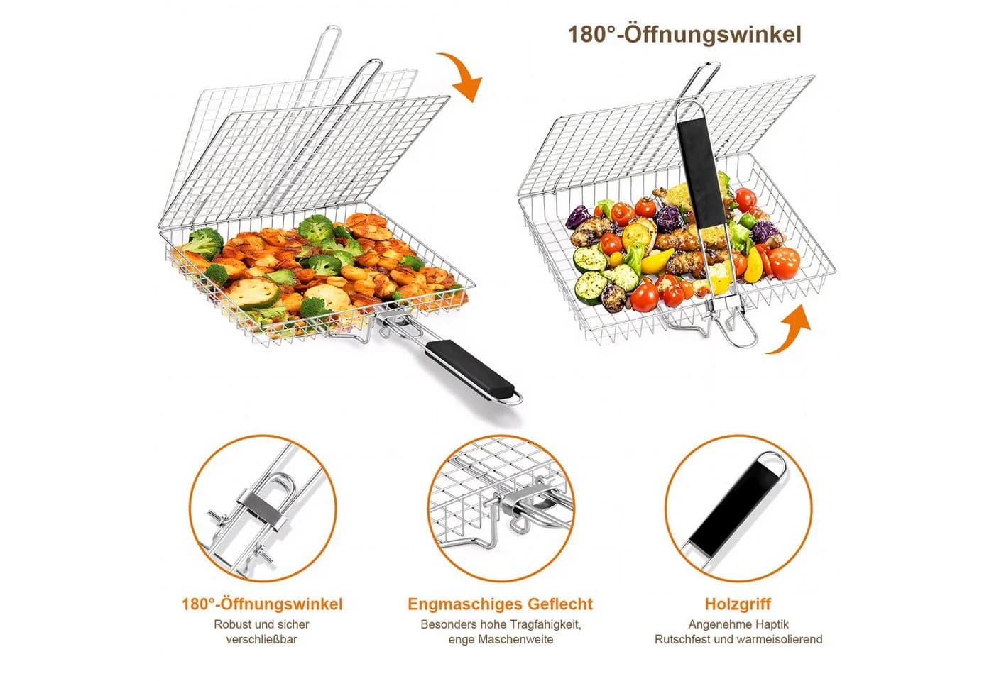 HEYHIPPO Grillkorb Edelstahl Set mit Zubehör & Tasche - Bild 4
