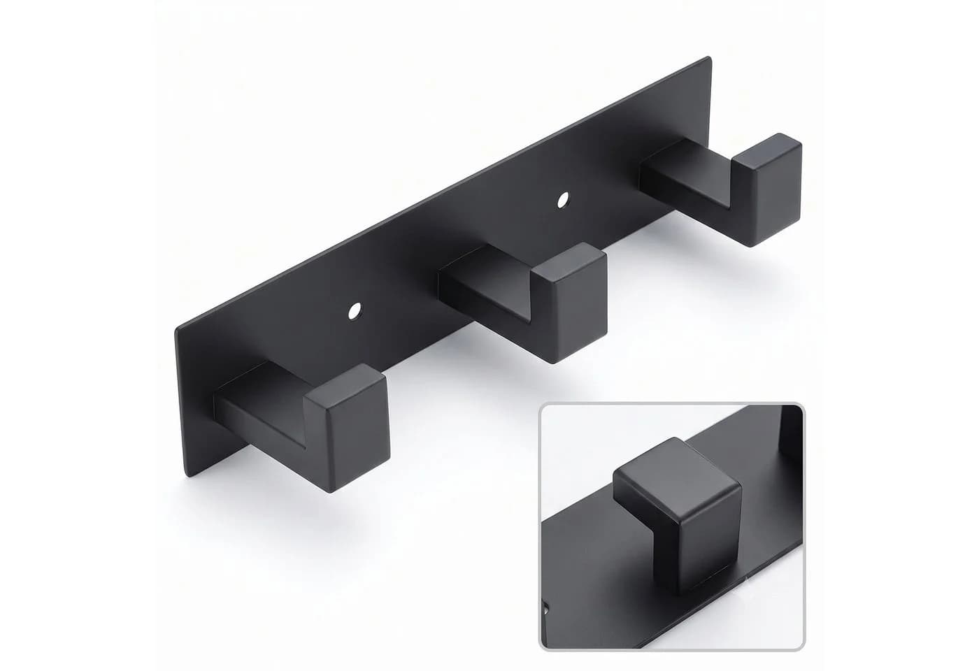 HEYHIPPO Garderobenhaken 3-fach Schwarz Selbstklebend Edelstahl - Bild 4