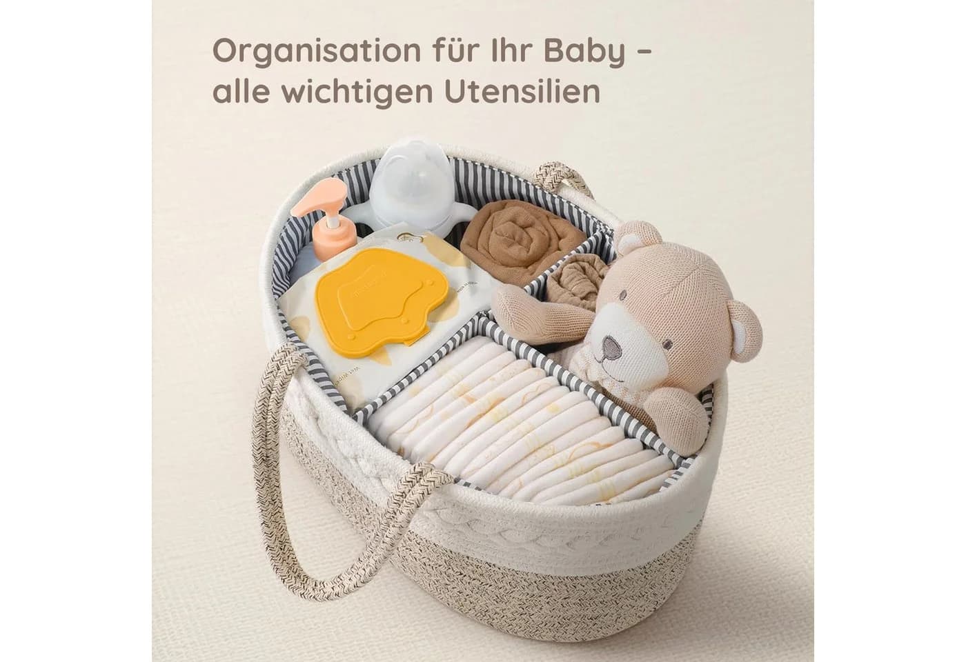 HEYHIPPO Aufbewahrungskorb Braun Baumwolle mit Trennfach - Bild 5
