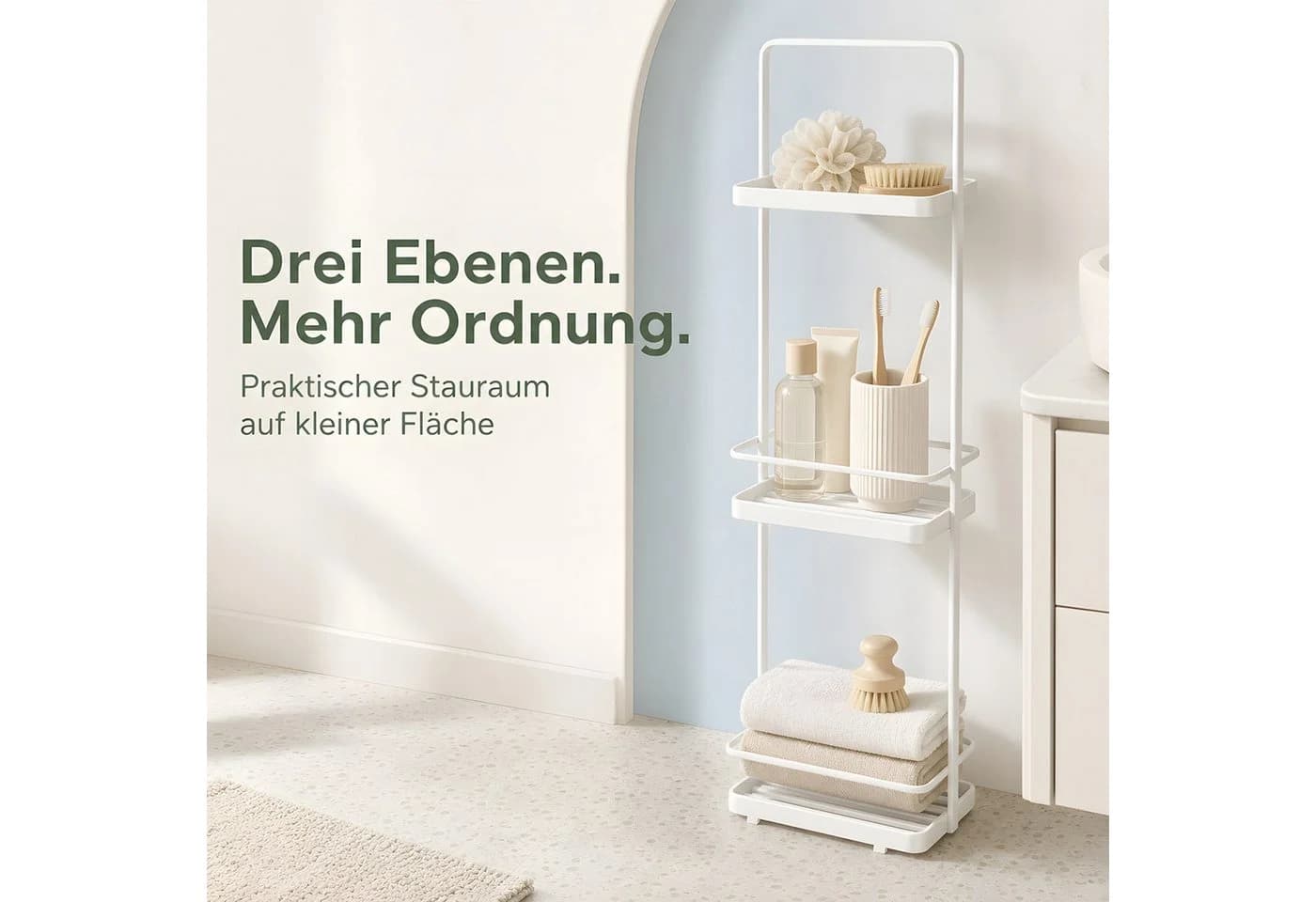 HEYHIPPO Duschregal 3-stöckig Weiß Eisen - Bild 4