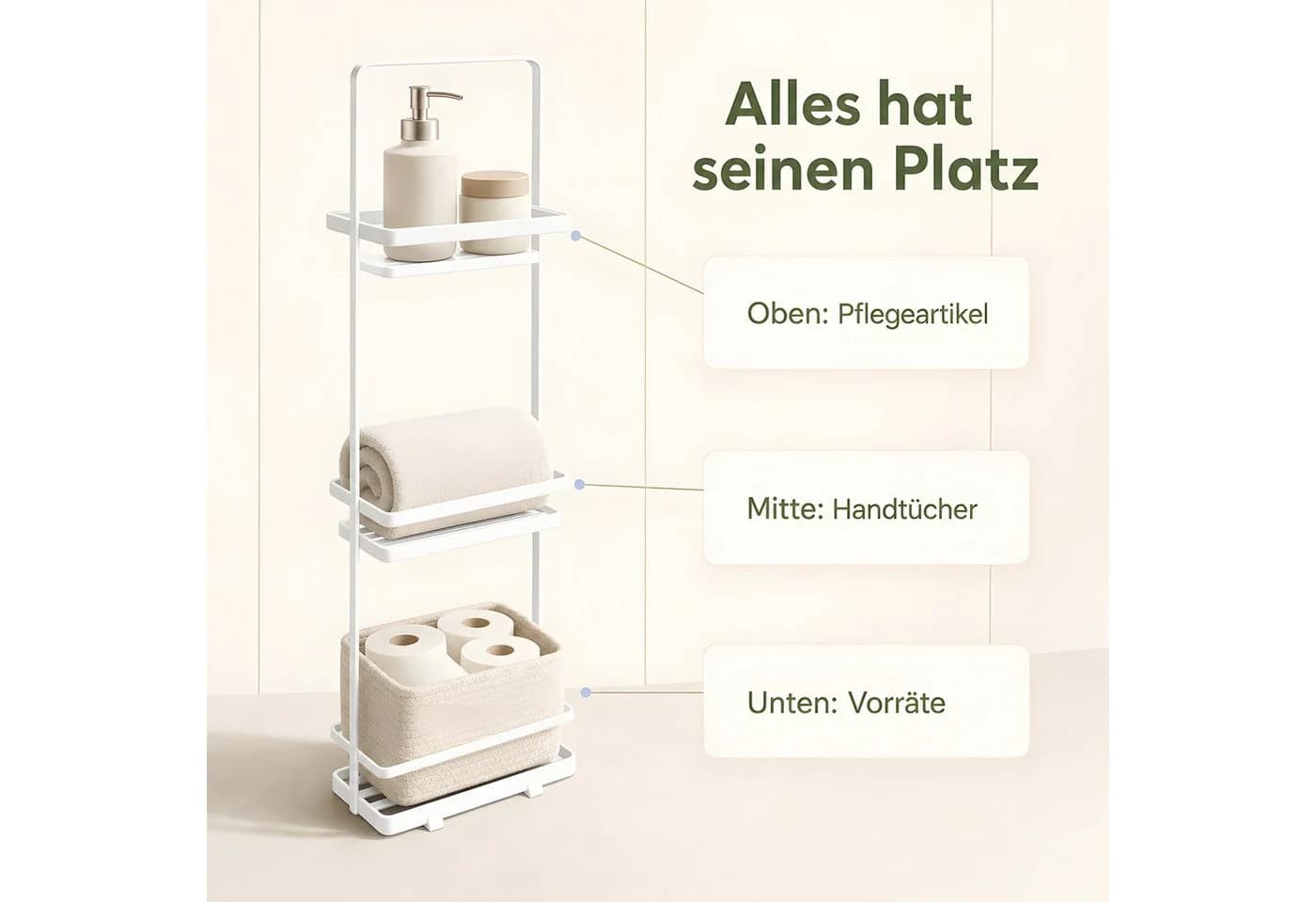HEYHIPPO Duschregal 3-stöckig Weiß Eisen - Bild 5