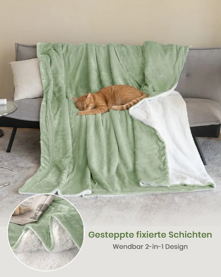 Good Nite Sherpa-Fleece Wohndecke Wendbar Kuschelig Warm Grau - Bild 3
