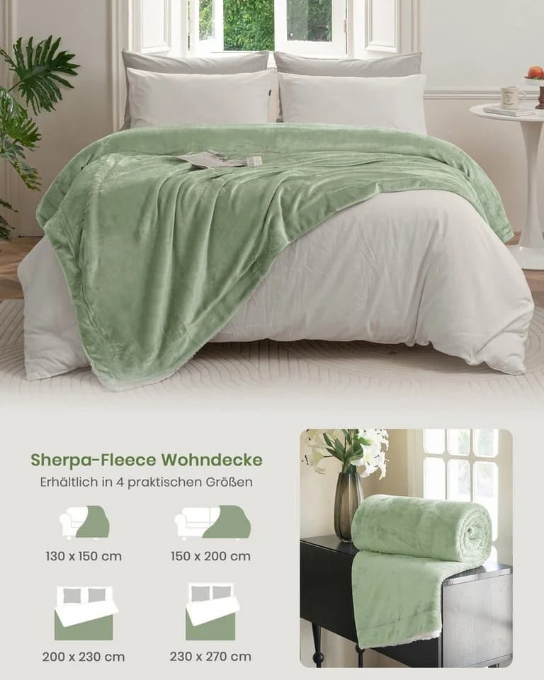 Good Nite Sherpa-Fleece Wohndecke Wendbar Kuschelig Warm Grau - Bild 5