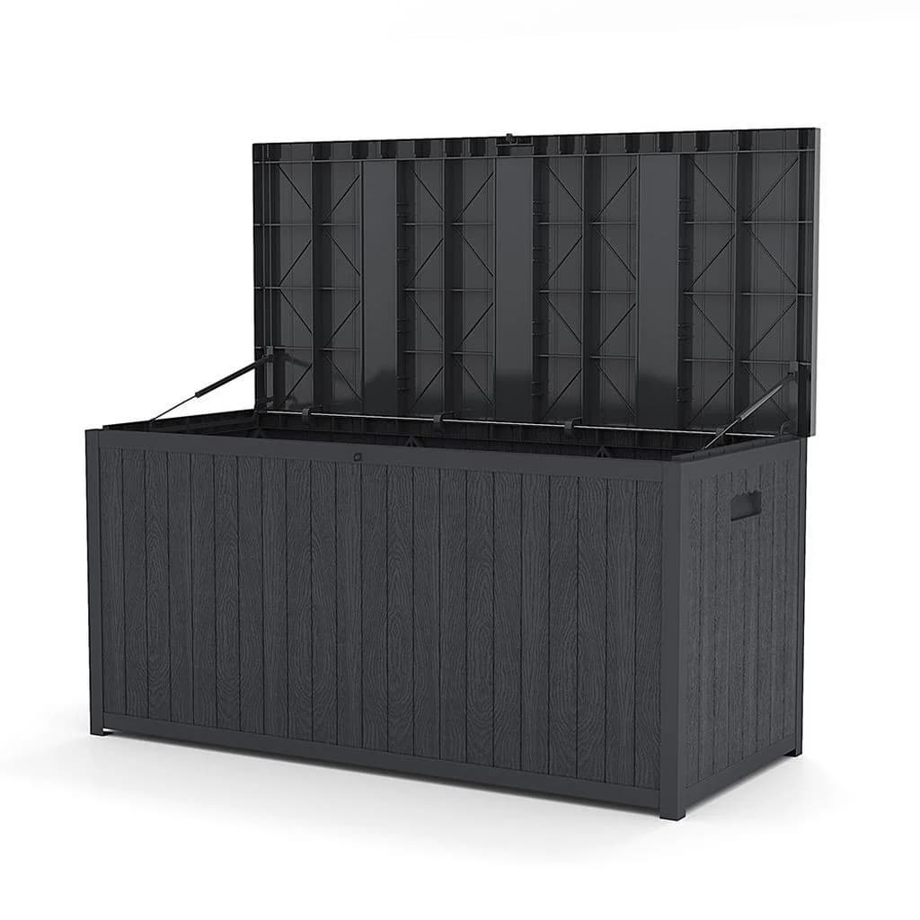 Livingandhome Gartenbox Grau Kunststoff 125x61.5x56 cm