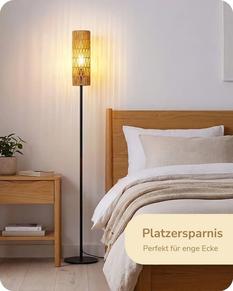 EDISHINE Stehlampe Wohnzimmer 165cm LED Warmweiß Seil