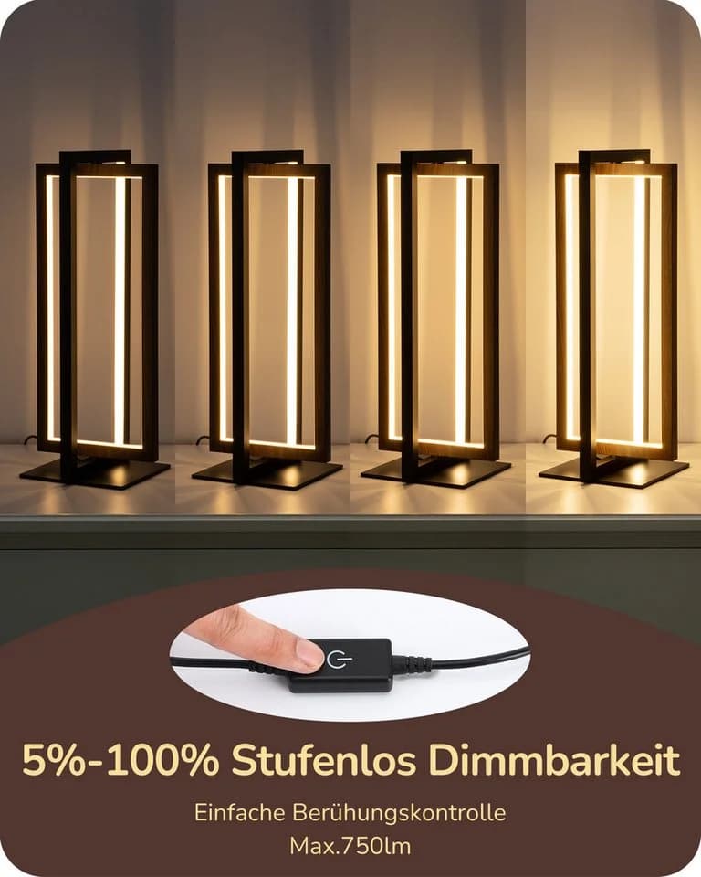 EDISHINE LED Tischleuchte Schwarz Dimmbar Touch - Bild 4