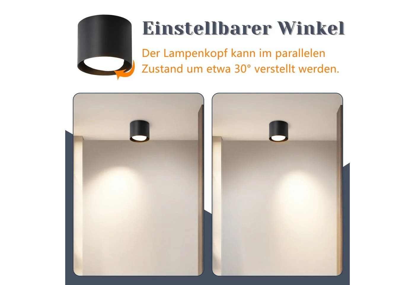 Nettlife LED Deckenspot Aufbaustrahler Schwarz 5W 30° drehbar - Bild 3