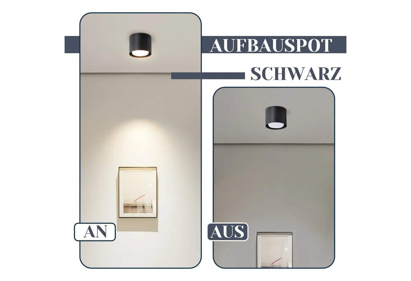 Nettlife LED Deckenspot Aufbaustrahler Schwarz 5W 30° drehbar - Bild 5