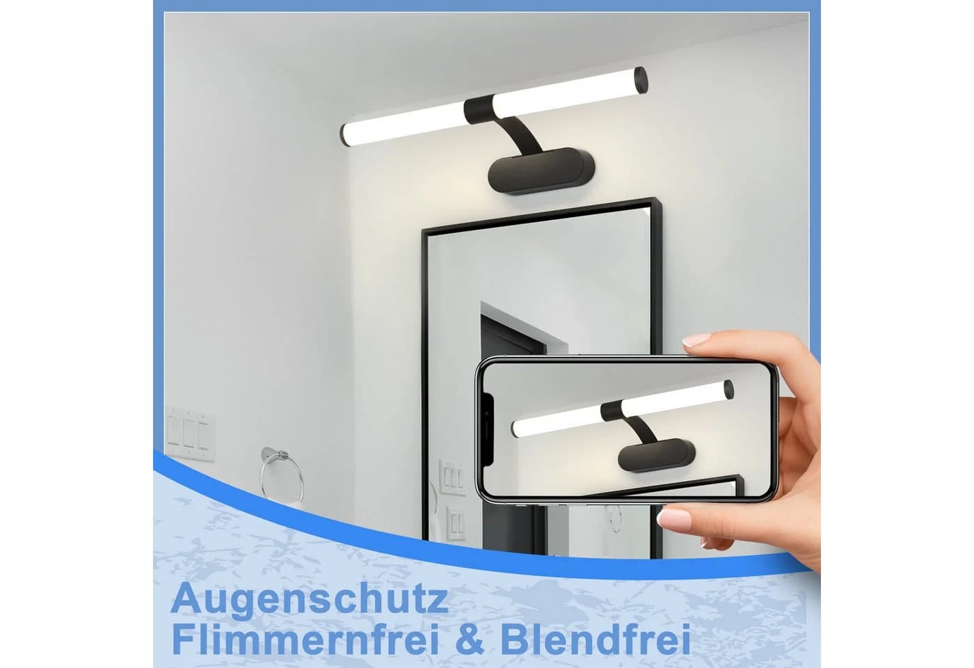 Nettlife LED Spiegelleuchte Schwarz Neutralweiß für Küche Schrank Keller - Bild 5
