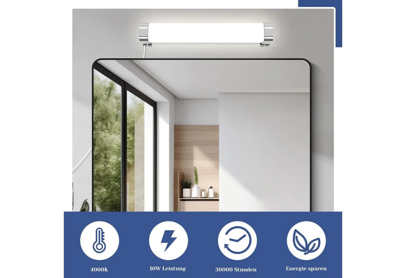 Nettlife LED Spiegelleuchte 37cm Neutralweiß - Bild 1